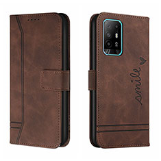 Custodia Portafoglio In Pelle Cover con Supporto H01X per Oppo Reno5 Z 5G Marrone