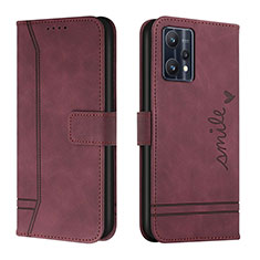 Custodia Portafoglio In Pelle Cover con Supporto H01X per Realme 9 5G Rosso