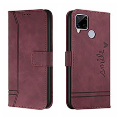 Custodia Portafoglio In Pelle Cover con Supporto H01X per Realme C12 Rosso