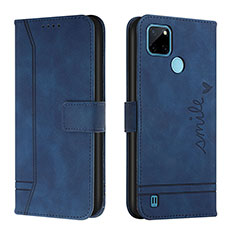 Custodia Portafoglio In Pelle Cover con Supporto H01X per Realme C21Y Blu