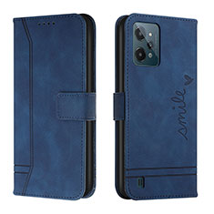 Custodia Portafoglio In Pelle Cover con Supporto H01X per Realme C31 Blu