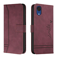 Custodia Portafoglio In Pelle Cover con Supporto H01X per Samsung Galaxy A03 Core Rosso