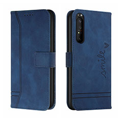 Custodia Portafoglio In Pelle Cover con Supporto H01X per Sony Xperia 1 II Blu