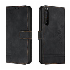 Custodia Portafoglio In Pelle Cover con Supporto H01X per Sony Xperia 1 II Nero