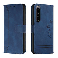 Custodia Portafoglio In Pelle Cover con Supporto H01X per Sony Xperia 1 IV SO-51C Blu