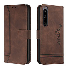 Custodia Portafoglio In Pelle Cover con Supporto H01X per Sony Xperia 1 IV SO-51C Marrone