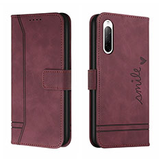 Custodia Portafoglio In Pelle Cover con Supporto H01X per Sony Xperia 10 III Lite Rosso