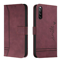 Custodia Portafoglio In Pelle Cover con Supporto H01X per Sony Xperia 10 IV SO-52C Rosso