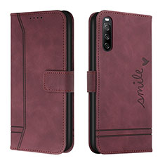 Custodia Portafoglio In Pelle Cover con Supporto H01X per Sony Xperia 10 V Rosso