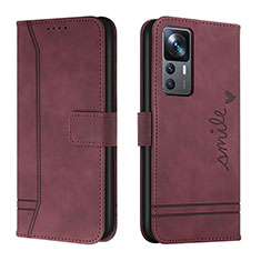 Custodia Portafoglio In Pelle Cover con Supporto H01X per Xiaomi Mi 12T Pro 5G Rosso