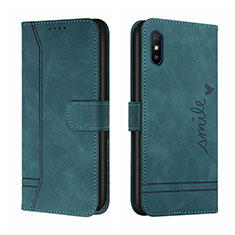 Custodia Portafoglio In Pelle Cover con Supporto H01X per Xiaomi Redmi 9i Verde