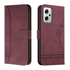 Custodia Portafoglio In Pelle Cover con Supporto H01X per Xiaomi Redmi K50i 5G Rosso