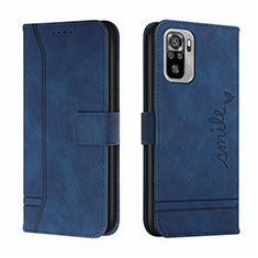 Custodia Portafoglio In Pelle Cover con Supporto H01X per Xiaomi Redmi Note 10 4G Blu