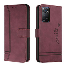 Custodia Portafoglio In Pelle Cover con Supporto H01X per Xiaomi Redmi Note 11 Pro 5G Rosso