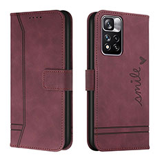 Custodia Portafoglio In Pelle Cover con Supporto H01X per Xiaomi Redmi Note 11 Pro+ Plus 5G Rosso