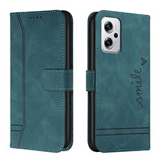 Custodia Portafoglio In Pelle Cover con Supporto H01X per Xiaomi Redmi Note 11T Pro+ Plus 5G Verde