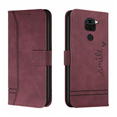 Custodia Portafoglio In Pelle Cover con Supporto H01X per Xiaomi Redmi Note 9 Rosso