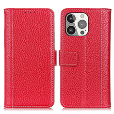 Custodia Portafoglio In Pelle Cover con Supporto H02 per Apple iPhone 13 Pro Rosso