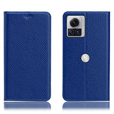 Custodia Portafoglio In Pelle Cover con Supporto H02P per Motorola Moto Edge 30 Ultra 5G Blu