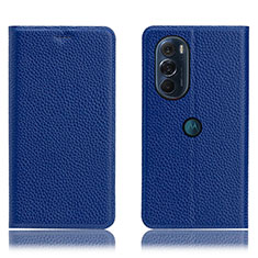 Custodia Portafoglio In Pelle Cover con Supporto H02P per Motorola Moto Edge Plus (2022) 5G Blu