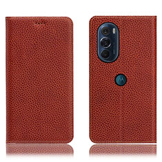 Custodia Portafoglio In Pelle Cover con Supporto H02P per Motorola Moto Edge X30 5G Marrone