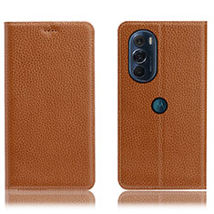 Custodia Portafoglio In Pelle Cover con Supporto H02P per Motorola Moto Edge X30 5G Marrone Chiaro