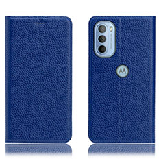 Custodia Portafoglio In Pelle Cover con Supporto H02P per Motorola Moto G31 Blu