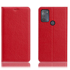 Custodia Portafoglio In Pelle Cover con Supporto H02P per Motorola Moto G50 Rosso