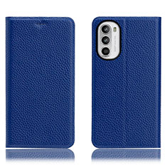 Custodia Portafoglio In Pelle Cover con Supporto H02P per Motorola MOTO G52 Blu