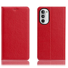 Custodia Portafoglio In Pelle Cover con Supporto H02P per Motorola MOTO G52 Rosso