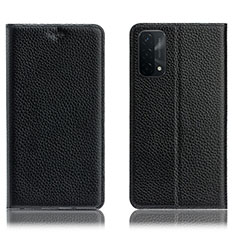 Custodia Portafoglio In Pelle Cover con Supporto H02P per Oppo A54 5G Nero