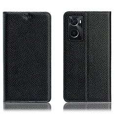 Custodia Portafoglio In Pelle Cover con Supporto H02P per Oppo A76 Nero