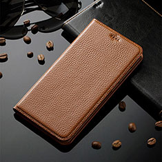 Custodia Portafoglio In Pelle Cover con Supporto H02P per Xiaomi Poco M4 5G Marrone Chiaro