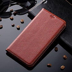 Custodia Portafoglio In Pelle Cover con Supporto H02P per Xiaomi Redmi 9 India Marrone