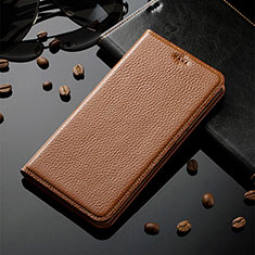 Custodia Portafoglio In Pelle Cover con Supporto H02P per Xiaomi Redmi Note 10 5G Marrone Chiaro