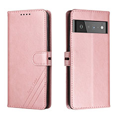 Custodia Portafoglio In Pelle Cover con Supporto H02X per Google Pixel 6 5G Oro Rosa