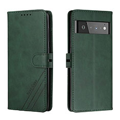 Custodia Portafoglio In Pelle Cover con Supporto H02X per Google Pixel 6 5G Verde