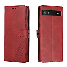 Custodia Portafoglio In Pelle Cover con Supporto H02X per Google Pixel 6a 5G Rosso