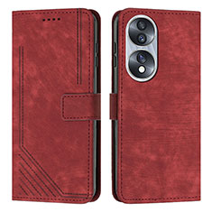 Custodia Portafoglio In Pelle Cover con Supporto H02X per Huawei Honor 70 5G Rosso