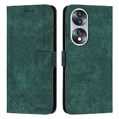 Custodia Portafoglio In Pelle Cover con Supporto H02X per Huawei Honor 70 5G Verde