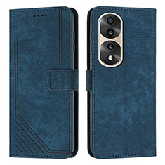 Custodia Portafoglio In Pelle Cover con Supporto H02X per Huawei Honor 70 Pro 5G Blu