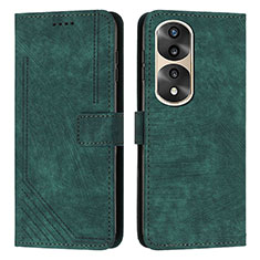 Custodia Portafoglio In Pelle Cover con Supporto H02X per Huawei Honor 70 Pro+ Plus 5G Verde