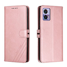 Custodia Portafoglio In Pelle Cover con Supporto H02X per Motorola Moto Edge 30 Neo 5G Oro Rosa