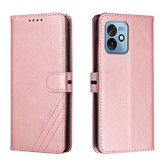 Custodia Portafoglio In Pelle Cover con Supporto H02X per Motorola Moto G 5G (2023) Oro Rosa