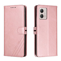 Custodia Portafoglio In Pelle Cover con Supporto H02X per Motorola Moto G53 5G Oro Rosa