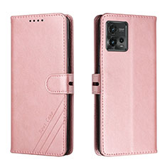 Custodia Portafoglio In Pelle Cover con Supporto H02X per Motorola Moto G72 Oro Rosa