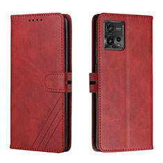 Custodia Portafoglio In Pelle Cover con Supporto H02X per Motorola Moto G72 Rosso