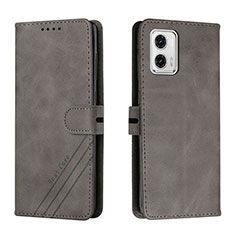 Custodia Portafoglio In Pelle Cover con Supporto H02X per Motorola Moto G73 5G Grigio