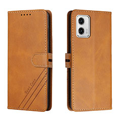 Custodia Portafoglio In Pelle Cover con Supporto H02X per Motorola Moto G73 5G Marrone Chiaro