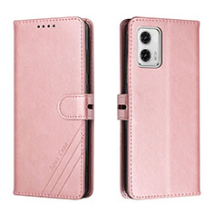 Custodia Portafoglio In Pelle Cover con Supporto H02X per Motorola Moto G73 5G Oro Rosa